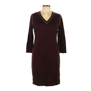 Marc New York Gold Studded Sweater Sheath Dress Size L Burgundy Stretch Knit